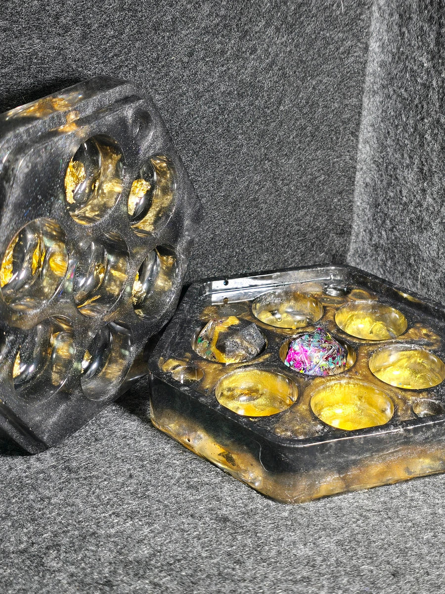 Hard Resin Hexagon |  7 Piece Dice Holder