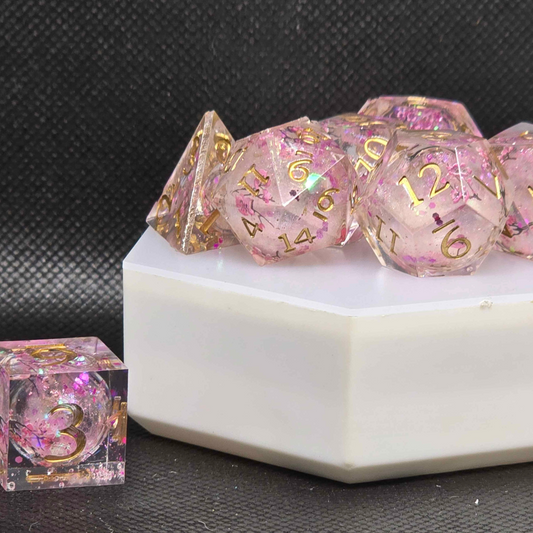 Cherry Blossoms | Clacksmith's Vault | 7 Piece Dice Set